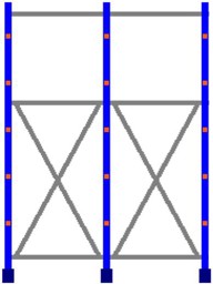 Bild von Kragarmregal doppelseitig, 2 Felder, Höhe 3000 mm, Armtiefe 2x400-700 mm